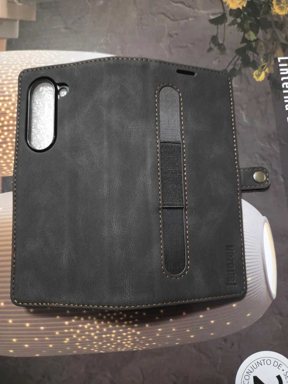Leather Wallet Folio Phone Case - Black Z Fold 6